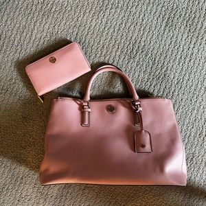 Pink Tory Burch bag with matching wallet